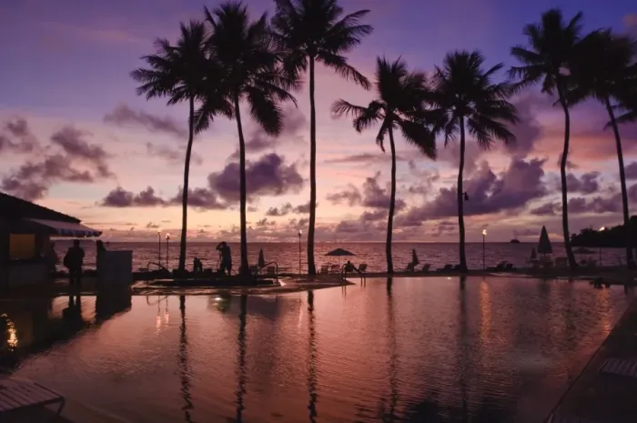 Framed Print : Sunset at the Palau Pacific Resort, Republic of Palau, Pacific Framed Print : Sunset at the Palau Pacific Resort, Republic of Palau, Pacific