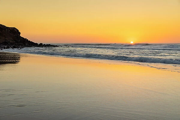 Sunset at Playa del Castillo, El Cotillo, Fuerteventura, Canary Islands, Spain, Atlantic, Europe
