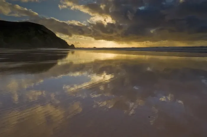 Framed Print : Sunset reflected in tidal wash, Praia do Castelejo beach near Vila do Bispo Framed Print : Sunset reflected in tidal wash, Praia do Castelejo beach near Vila do Bispo