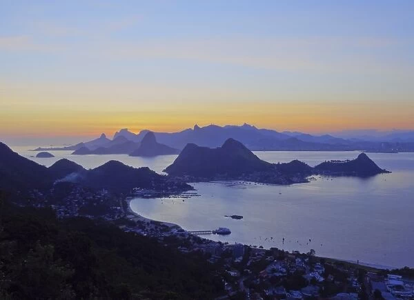 Sunset over Rio de Janeiro viewed from Parque da Cidade in Niteroi, Rio de Janeiro