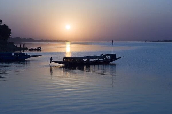 Sunset on the River Niger, Segou, Mali, Africa