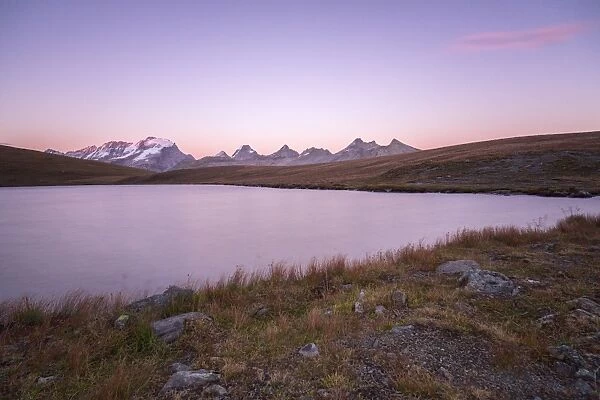Sunset on Rosset Lake at an altitude of 2709 meters, Gran Paradiso National Park