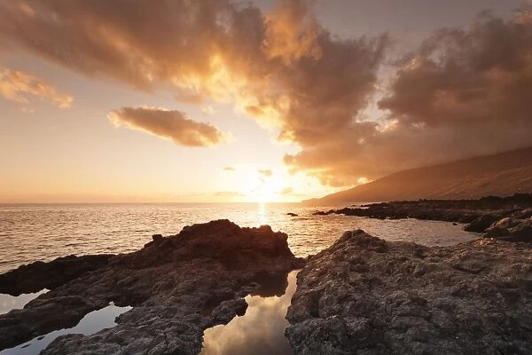 Sunset at south coast near La Restinga, UNESCO biosphere reserve, El Hierro, Canary Islands