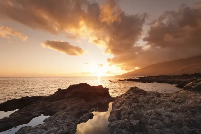 Framed Print : Sunset at south coast near La Restinga, UNESCO biosphere reserve, El Hierro, Canary Islands