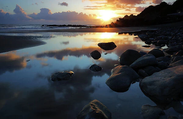 Sunset at Steephill Cove, Ventnor, Isle of Wight, England, United Kingdom, Europe