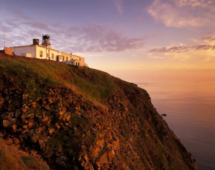 Framed Print : Sunset over Sumburgh Head lighthouse Framed Print : Sunset over Sumburgh Head lighthouse