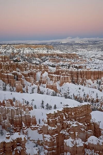 Sunset from Sunset Point with fresh snow, Bryce Canyon National Park, Utah