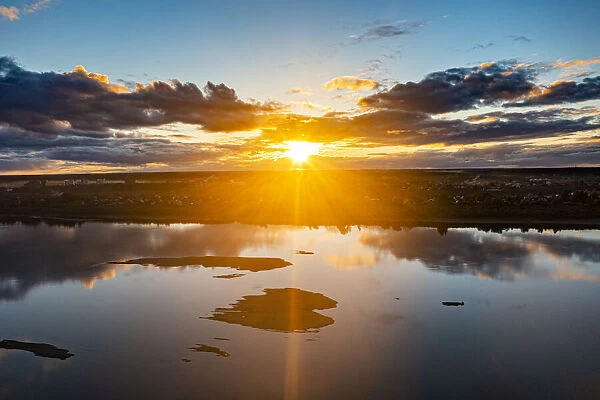 Sunset over Tom River, Tomsk, Tomsk Oblast, Russia, Eurasia