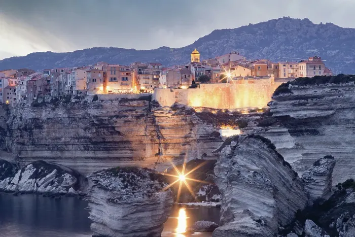 Framed Print : Sunset over the town of Bonifacio, Island of Corsica, France Framed Print : Sunset over the town of Bonifacio, Island of Corsica, France