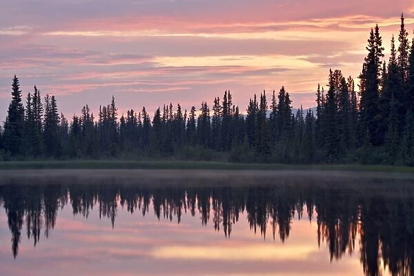 Sunset at an unnamed lake near Salmo Lake, Alaska Highway, Yukon Territory