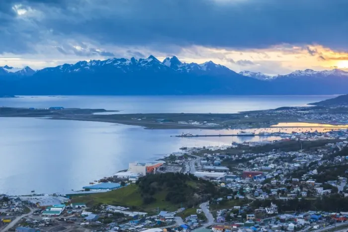 Framed Print : Sunset at Ushuaia, the southern most city in the world, Tierra del Fuego, Patagonia