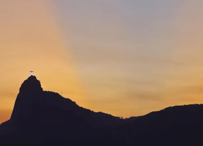 Framed Print : Sunset view of Christ the Redeemer statue and Corcovado Mountain, Rio de Janeiro Framed Print : Sunset view of Christ the Redeemer statue and Corcovado Mountain, Rio de Janeiro