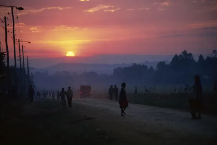 Framed Print : Sunset over village street, Mizanteferi, Ethiopia, Africa Framed Print : Sunset over village street, Mizanteferi, Ethiopia, Africa