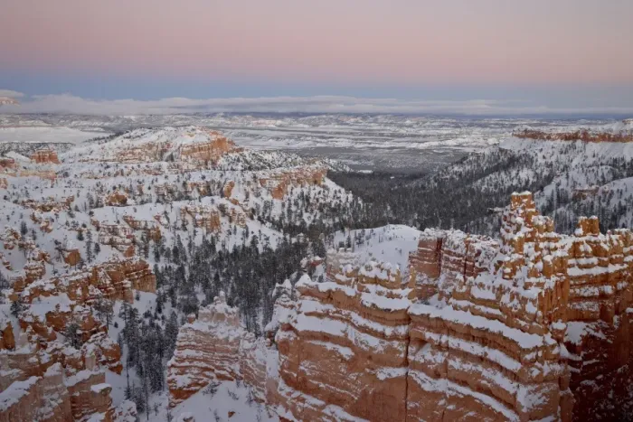 Framed Print : Sunset in the winter with snow from Sunset Point, Bryce Canyon National Park Framed Print : Sunset in the winter with snow from Sunset Point, Bryce Canyon National Park