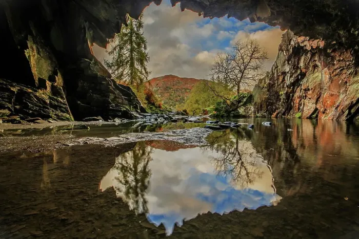Framed Print : Sunshine and showers with autumn colours from Rydal Cave, Lake District National Park, UNESCO World Heritage Site, Cumbria, England, United Kingdom, Europe Framed Print : Sunshine and showers with autumn colours from Rydal Cave, Lake District National Park, UNESCO World Heritage Site, Cumbria, England, United Kingdom, Europe