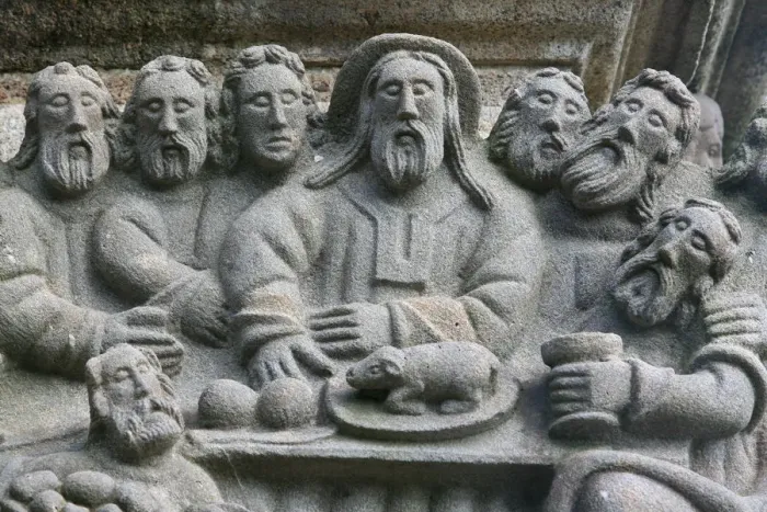 Framed Print : The Last Supper, a scene from the Life of Jesus on the Guimiliau calvary, Guimiliau Framed Print : The Last Supper, a scene from the Life of Jesus on the Guimiliau calvary, Guimiliau