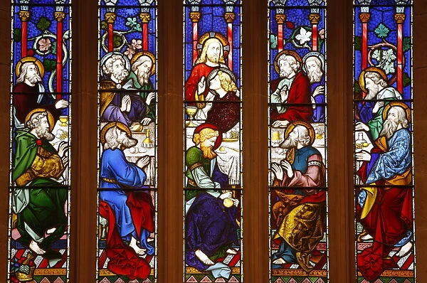 Last Supper stained glass window in St. Andrews cathedral, Sydney, New South Wales