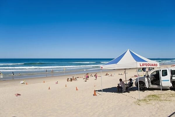 Surfers Paradise Beach and lifeguards at Surfers Paradise, the Gold Coast, Queensland, Australia, Pacific