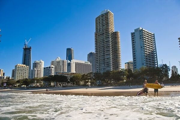 Surfers at Surfers Paradise, Gold Coast, Queensland, Australia, Pacific
