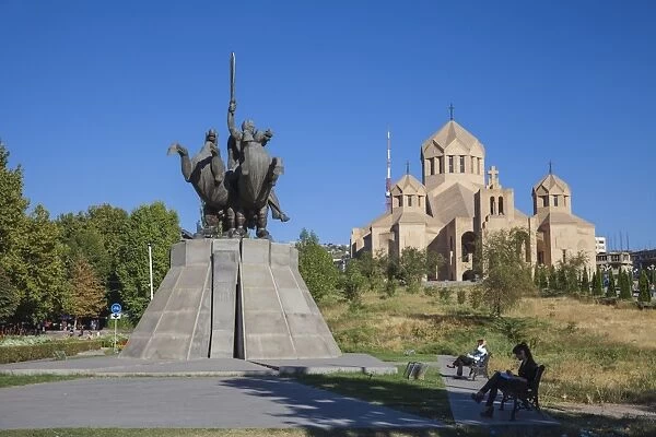 Surp Grigor Lusavorich Yekeghetsi Cathedral, the largest Armenian church in the world, Yerevan, Armenia, Central Asia, Asia