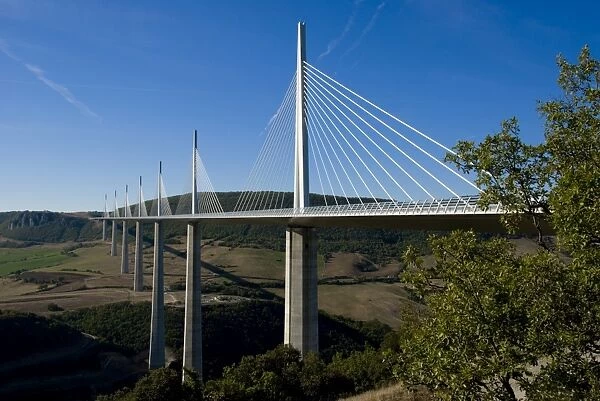 Suspension bridge, Millau, Aveyron, Massif Central, France, Europe