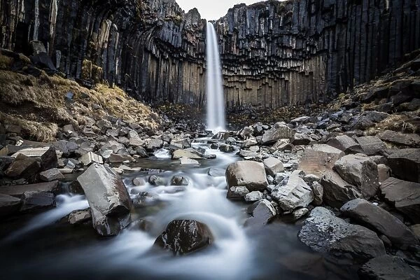 Svartifoss (Black Falls) near Skaftafell glacier, Iceland, Polar Regions