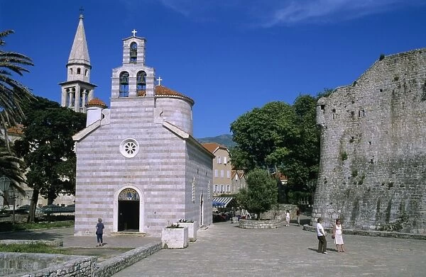 Sveti Trojice (Holy Trinity) church and Citadel walls, Old Town, Budva