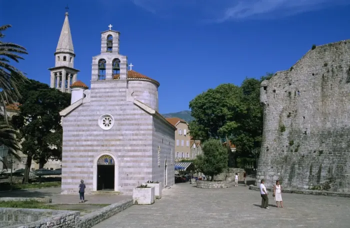 Framed Print : Sveti Trojice (Holy Trinity) church and Citadel walls, Old Town, Budva Framed Print : Sveti Trojice (Holy Trinity) church and Citadel walls, Old Town, Budva