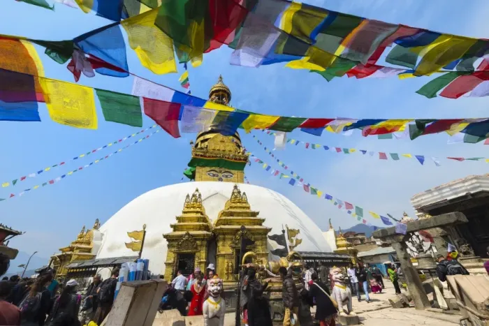 Framed Print : Swayambunath or Monkey Temple, Central Stupa and Buddha eyes, UNESCO World Heritage Site Framed Print : Swayambunath or Monkey Temple, Central Stupa and Buddha eyes, UNESCO World Heritage Site