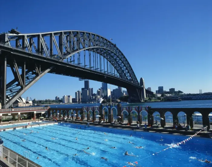 Framed Print : Swimming pool beneath the Sydney Harbour Bridge, in Sydney, New South Wales Framed Print : Swimming pool beneath the Sydney Harbour Bridge, in Sydney, New South Wales