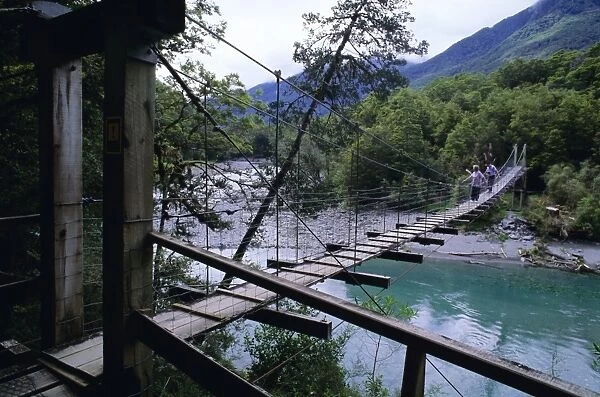 Swing bridge over the Makarora River