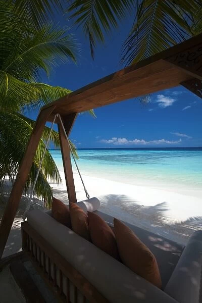 Swing on tropical beach, Maldives, Indian Ocean, Asia