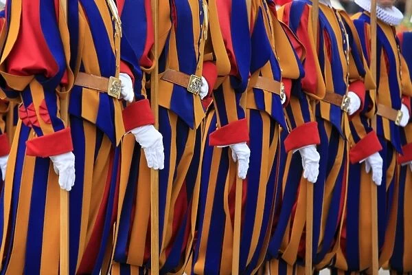Swiss Guards parading, Vatican, Rome, Lazio, Italy, Europe