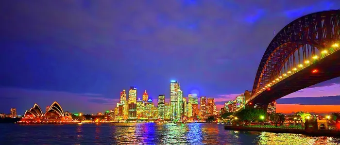 Framed Print : Sydney Harbour skyline at sunset, Sydney, Australia Framed Print : Sydney Harbour skyline at sunset, Sydney, Australia