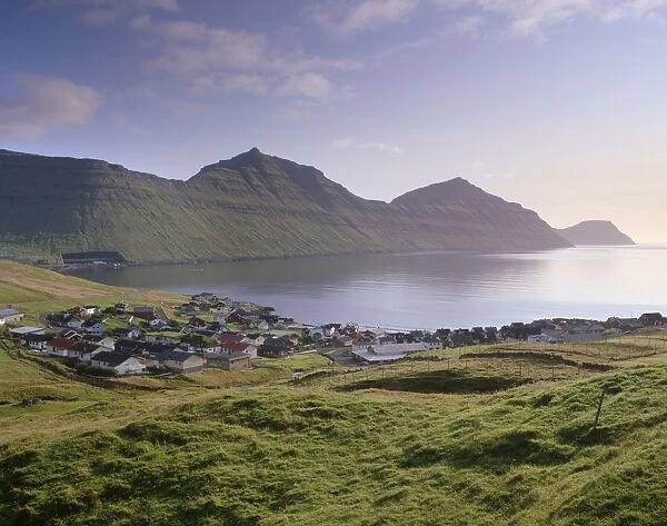 Sydrugota village and Gotuvik bay, Esturoy Island, Faroe Islands (Faroes)