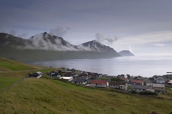 Sydrugota village and Gotuvik bay, Eysturoy Island, Faroe Islands (Faroes)