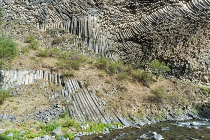 Framed Print : Symphony of Stones, Basalt columns formation along Garni gorge, Kotayk Province, Armenia Framed Print : Symphony of Stones, Basalt columns formation along Garni gorge, Kotayk Province, Armenia