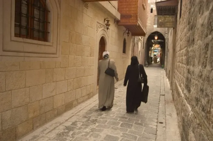 Framed Print : Syrian women walking through old town Framed Print : Syrian women walking through old town