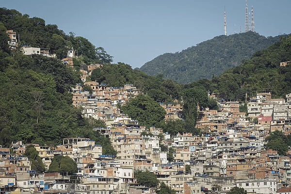 Tabajaras-Cabritos favela slum, impoverished community with poor housing, Tijuca National Park, Rio de Janeiro, Brazil, South America