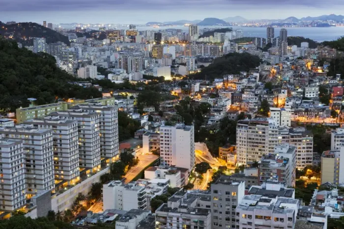 Framed Print : Tabajaras favela and Copacabana, Rio de Janeiro, Brazil, South America