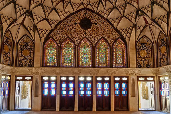 Tabatabai House, stained-glass windows, Kashan, Isfahan Province, Islamic Republic