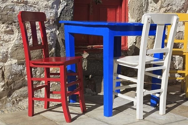 Table and chairs in Bodrum, Turkey, Anatolia, Asia Minor, Eurasia