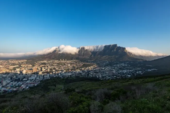 Framed Print : Table Mountain covered in a tablecloth of orographic clouds, Cape Town, South Africa Framed Print : Table Mountain covered in a tablecloth of orographic clouds, Cape Town, South Africa