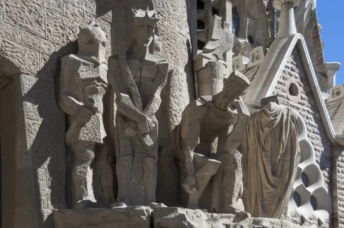 Framed Print : Tableaux in carved stone near the entrance to Sagrada Familia, Barcelona, Catalunya, Spain, Europe Framed Print : Tableaux in carved stone near the entrance to Sagrada Familia, Barcelona, Catalunya, Spain, Europe