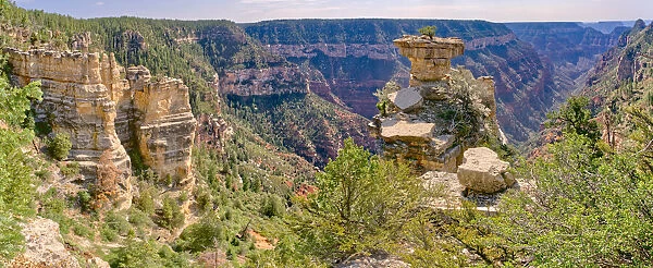 Tabletop Rock on the cliffs of the Transept Canyon at Grand Canyon North Rim along