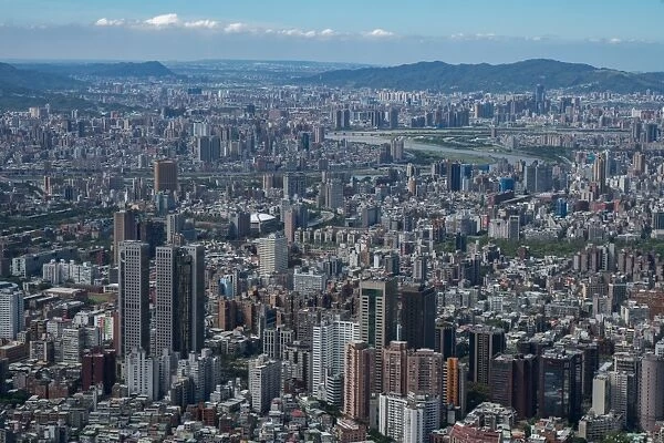 Taipei cityscape as seen from Taipei 101, the worlds eighth tallest building at 1667 ft