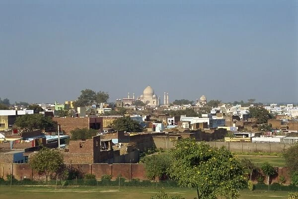 Taj Mahal on city skyline