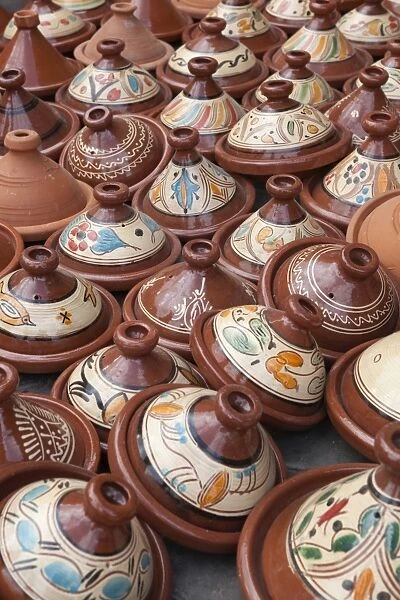 Tajines for sale in the souk, Marrakech, Morocco, North Africa, Africa