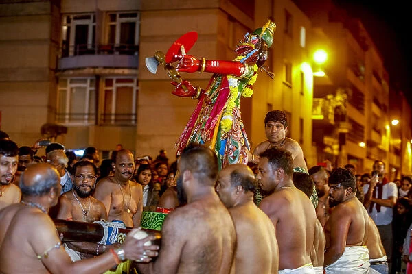 Tamil Hindus celebrating a festival for Muruga (Ganeshas brother) in Paris, France
