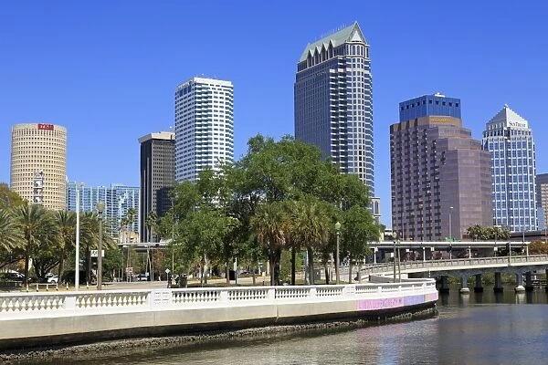 Tampa skyline and Hillsborough River, Tampa, Florida, United States of America, North America